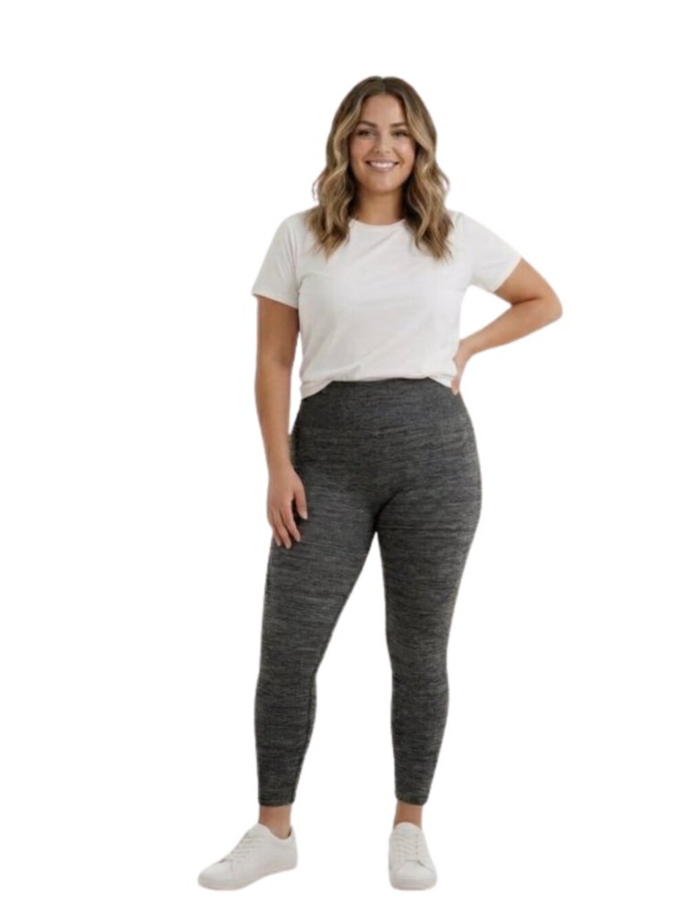 ShoSho Heathered Dark Grey High Waisted Leggings Athleisure L/XL